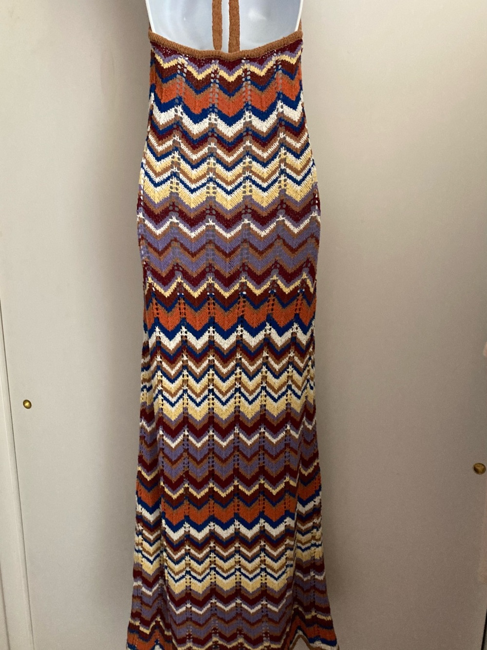 Anthropologie Faithfull Elisa Knit Zigzag Stripe Open Knit Maxi Dress, NWT Sz 6 - Picture 11 of 16